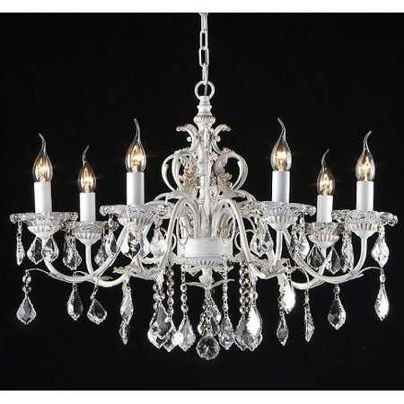 Candelabru Vivaldi,7 becuri dulie E14, 230V,D.70cm, H.51 cm,Alb