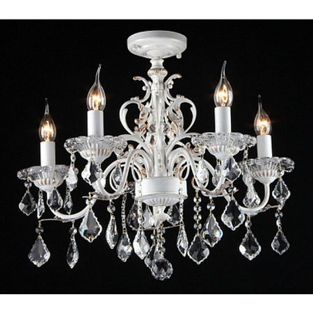 Candelabru vivaldi,5 becuri dulie e14, 230v,d.49cm, h.57 cm,alb