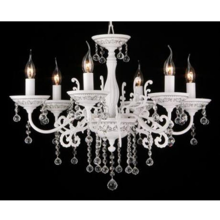 Candelabru Bellona,6 becuri dulie E14, 230V,D.66cm, H.50 cm,Alb