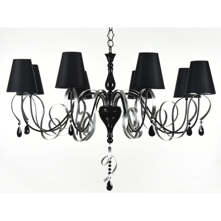 Candelabru Intreccio,8 becuri dulie E14, 230V,D.100 cm, H.67 cm,Negru