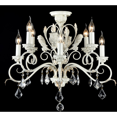 Candelabru athena,8 becuri dulie e14, 230v,d.70 cm, h.59 cm,alb-auriu