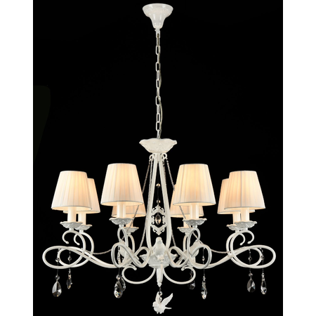 Candelabru passarinho,8 becuri dulie e14, 230v,d.84 cm, h.63 cm,alb