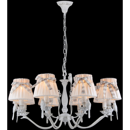 Candelabru Bird,6 becuri dulie E14, 230V,D.37 cm, H.61 cm,Alb