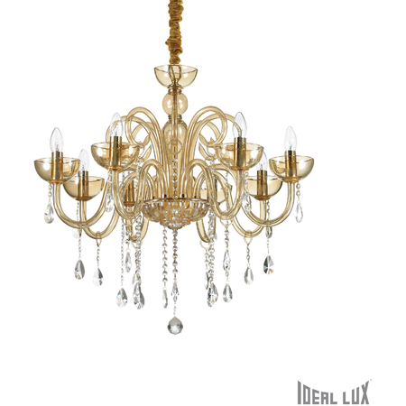 Candelabru canaletto, 8 becuri, dulie e14, d:750 mm, h:850/1700 mm, chihlimbar