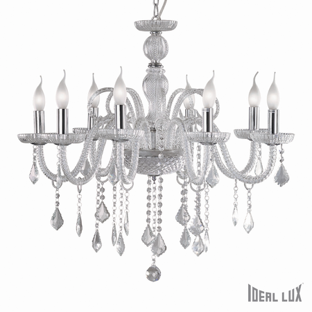 Candelabru giudecca, 8 becuri, dulie e14, d:770 mm, h:700/1350 mm, transparent