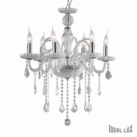 Candelabru giudecca, 6 becuri, dulie e14, d:580 mm, h:700/1350 mm, transparent