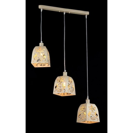 Lampa suspendata ferro,3 becuri dulie e14, 230v,d.46 cm, h.130 cm,crem