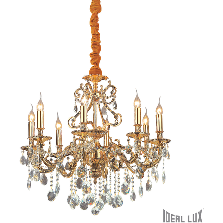 candelabru Gioconda, 8 becuri, dulie E14, D:730 mm, H:950/1200 mm, Auriu