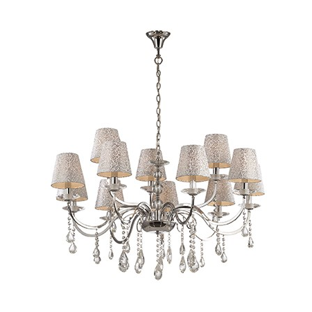 candelabru Pantheon, 12 becuri, dulie E14, D:970 mm, H:800/1450 mm, Crom