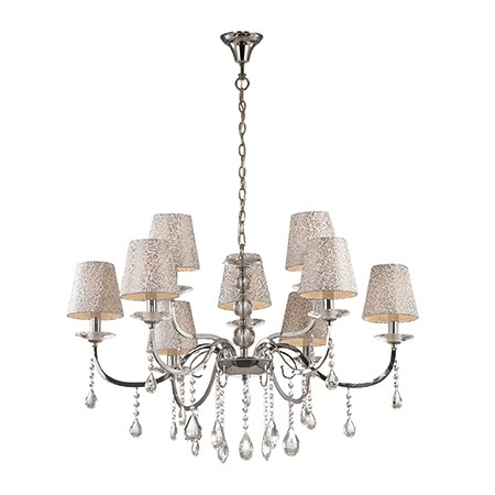 candelabru Pantheon, 9 becuri, dulie E14, D:890 mm, H:800/1450 mm, Crom