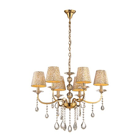 candelabru Pantheon, 6 becuri, dulie E14, D:700 mm, H:800/1450 mm, Auriu