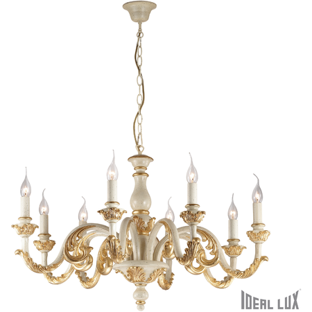 Candelabru giglio, 8 becuri, dulie e14, d:840 mm, h:660/1200 mm, auriu