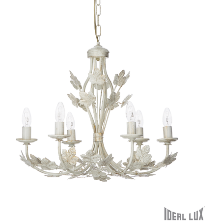 candelabru Champagne, 6 becuri, dulie E14, D:580 mm, H:700/1200 mm, Alb