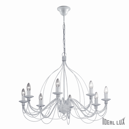 Ideal Lux Candelabru corte, 8 becuri, dulie e14, d:800 mm, h:800/1150 mm, alb antic