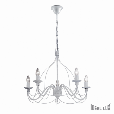 Candelabru corte, 5 becuri, dulie e14, d:640 mm, h:750/1050 mm, alb antic