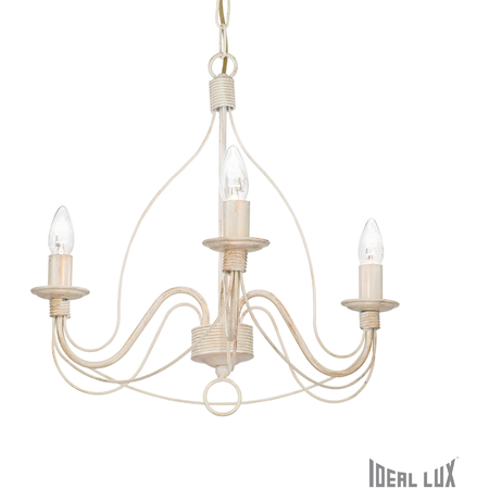 Ideal Lux Candelabru corte, 3 becuri, dulie e14, d:440 mm, h:600/1000 mm, alb antic