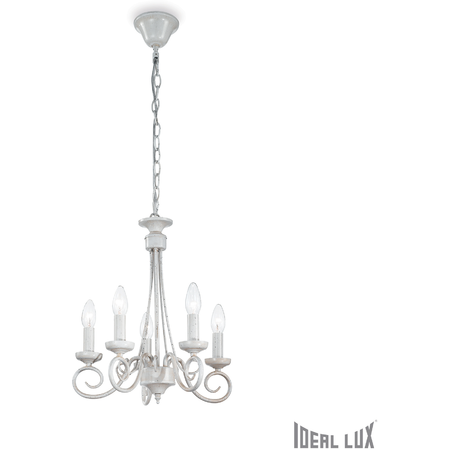 Candelabru brandy, 5 becuri, dulie e14, d:390 mm, h:600/1400 mm, alb