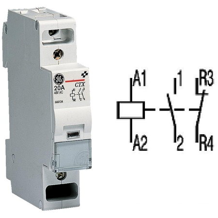 contactor modular Contax, 20A, 24V, CA, 1 modul, 1ND 1IN, Alb