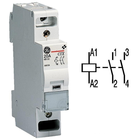 contactor modular Contax, 20A, 24V, CA, 1 modul, 2ND, Alb