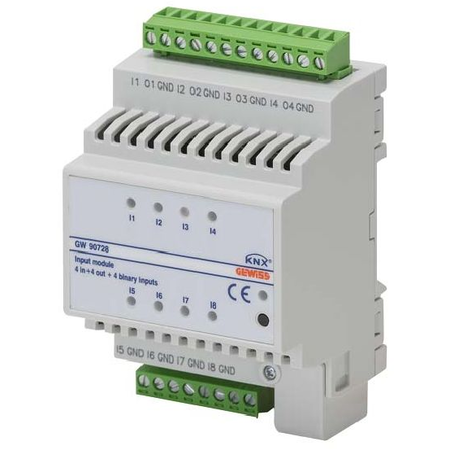 Actuator on/off 4 canale + 4 intrari binare knx 