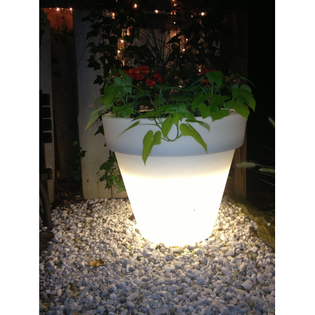 Ghiveci lampa de gradina DUBAI , 1 bec, dulie E27, Diametru 65cm,H70cm Alb