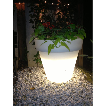 Ghiveci lampa de gradina DUBAI , 1 bec, dulie E27, Diametru 85cm,H90cm Alb