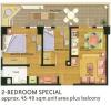 2-bedroom model floor plan