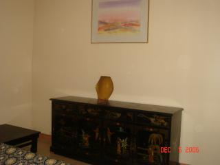 Japanese cabinet with Korean-style low table. Note the painting decor and the lacquer plate from Vietnam