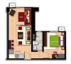 1-BR Unit floor plan