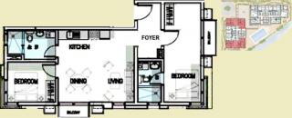 2-bedroom unit (combined unit floor plan)