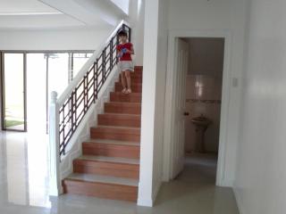 powder room beside stair case