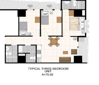 3 BR Unit Floor Plan