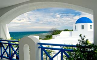 View to the Sea from Hotel Lobby