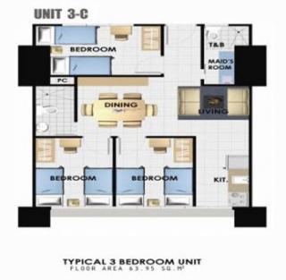 Floor Plan - 3 Bedrooms Unit