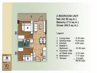 floor plan of 2 bedroom unit