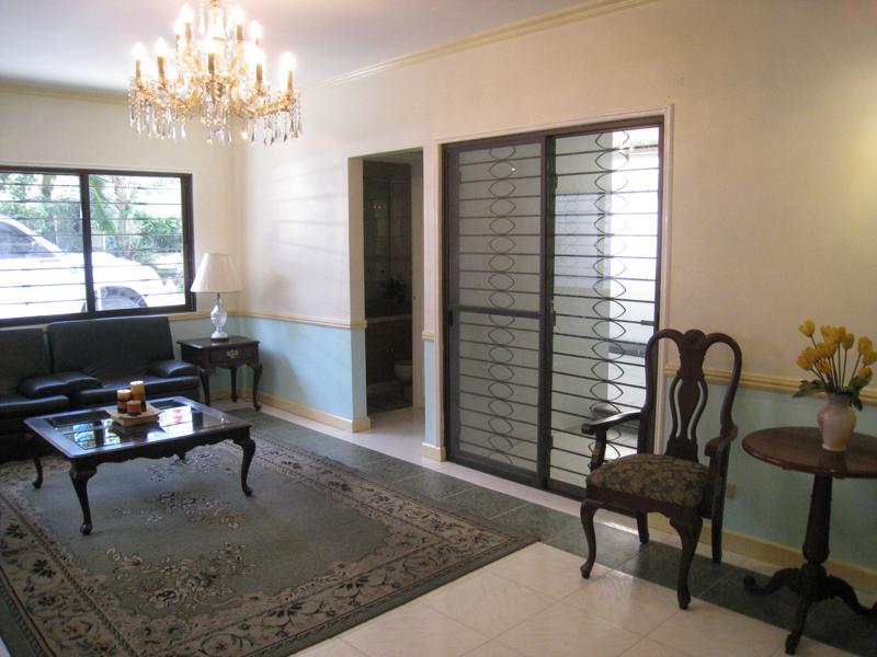 living room leading to powder room