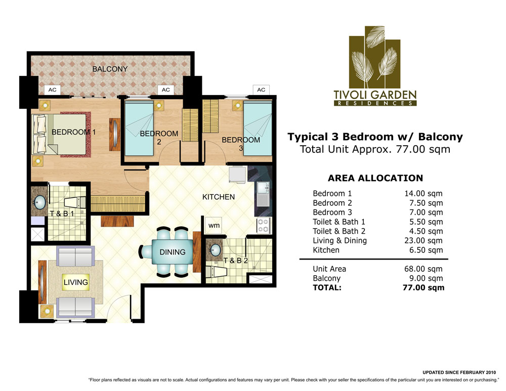 3br unit with balcony 77sqm