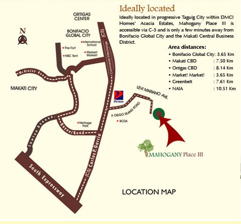 Mahogany Place III DMCI Taguig - Location Map