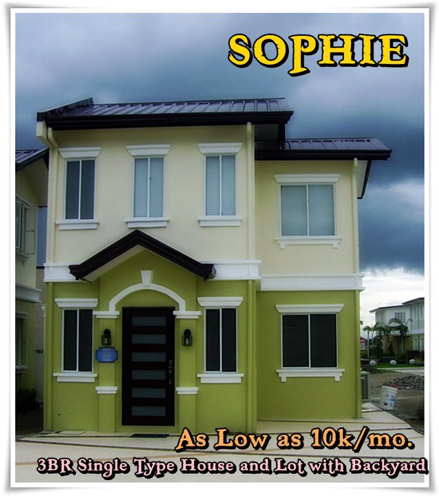 House Features  > Floor Area: 52 sq. m. > Lot Area: 80 sq. m. > Three (3) Bedrooms with Partitions > Two (2) Toilet and Bath > Living Area > Dining Area > Kitchen Area > Provision for One (1) Car Garage  House Finishes  > Pre-painted G.I. sheet roofing > 