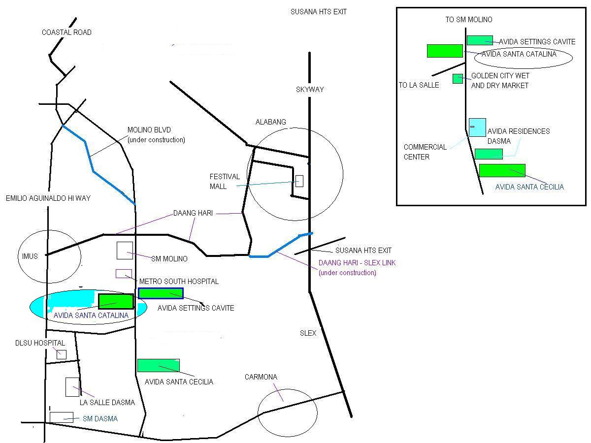 cavite house avida map to catalina