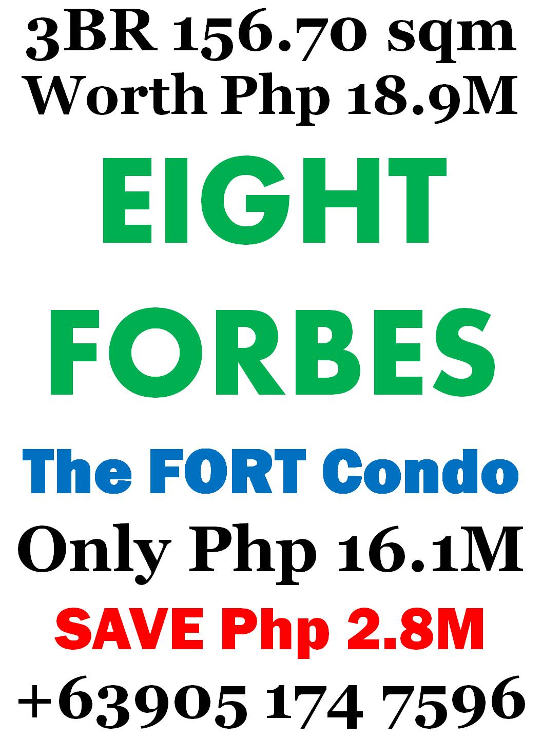 3 Bedroom The Fort Condo beside Manila Golf Save Php 2.8M