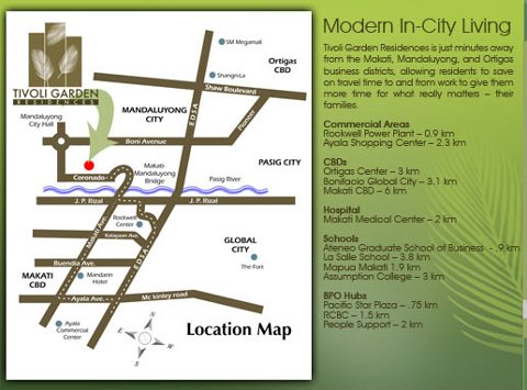 DMCI Tivoli Garden Residences Mandaluyong Location Map