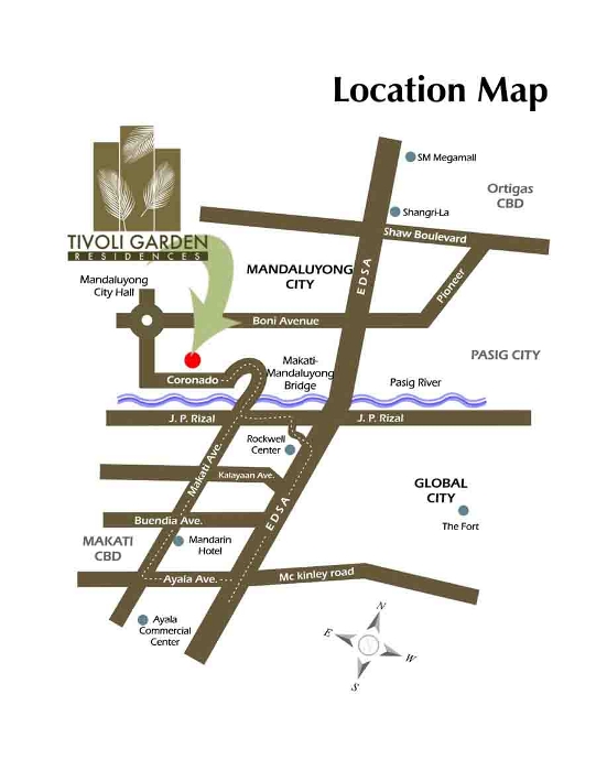 Tivoli Garden Residences DMCI Mandaluyong Location Map