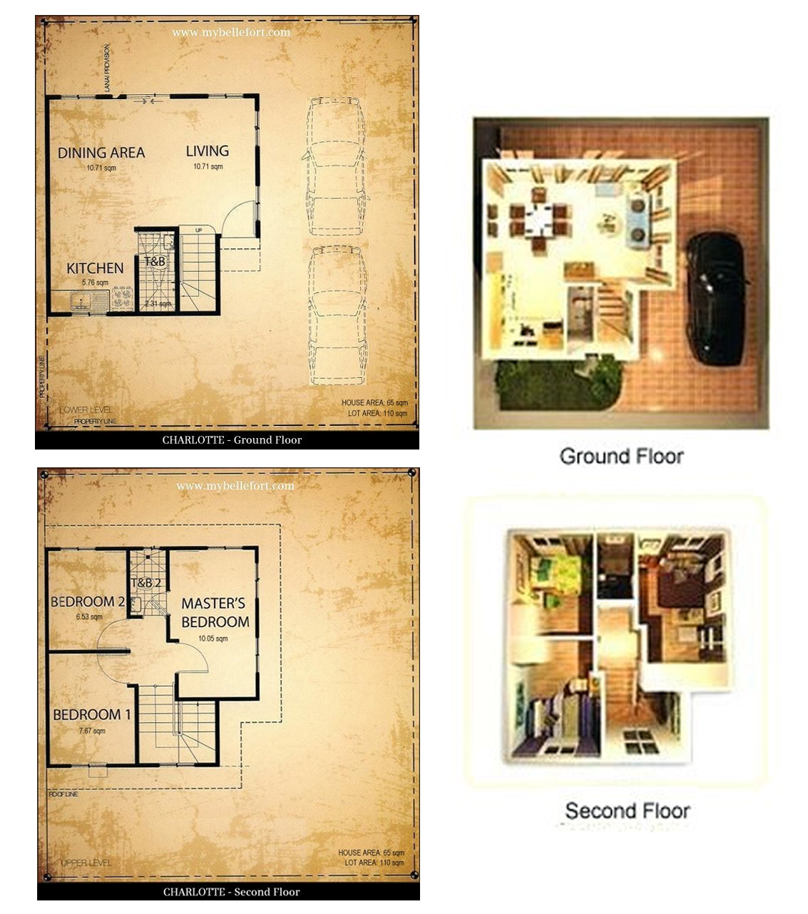 Affordable house and lot for Sale Along Daang Hari. Charlotte Floor Plan