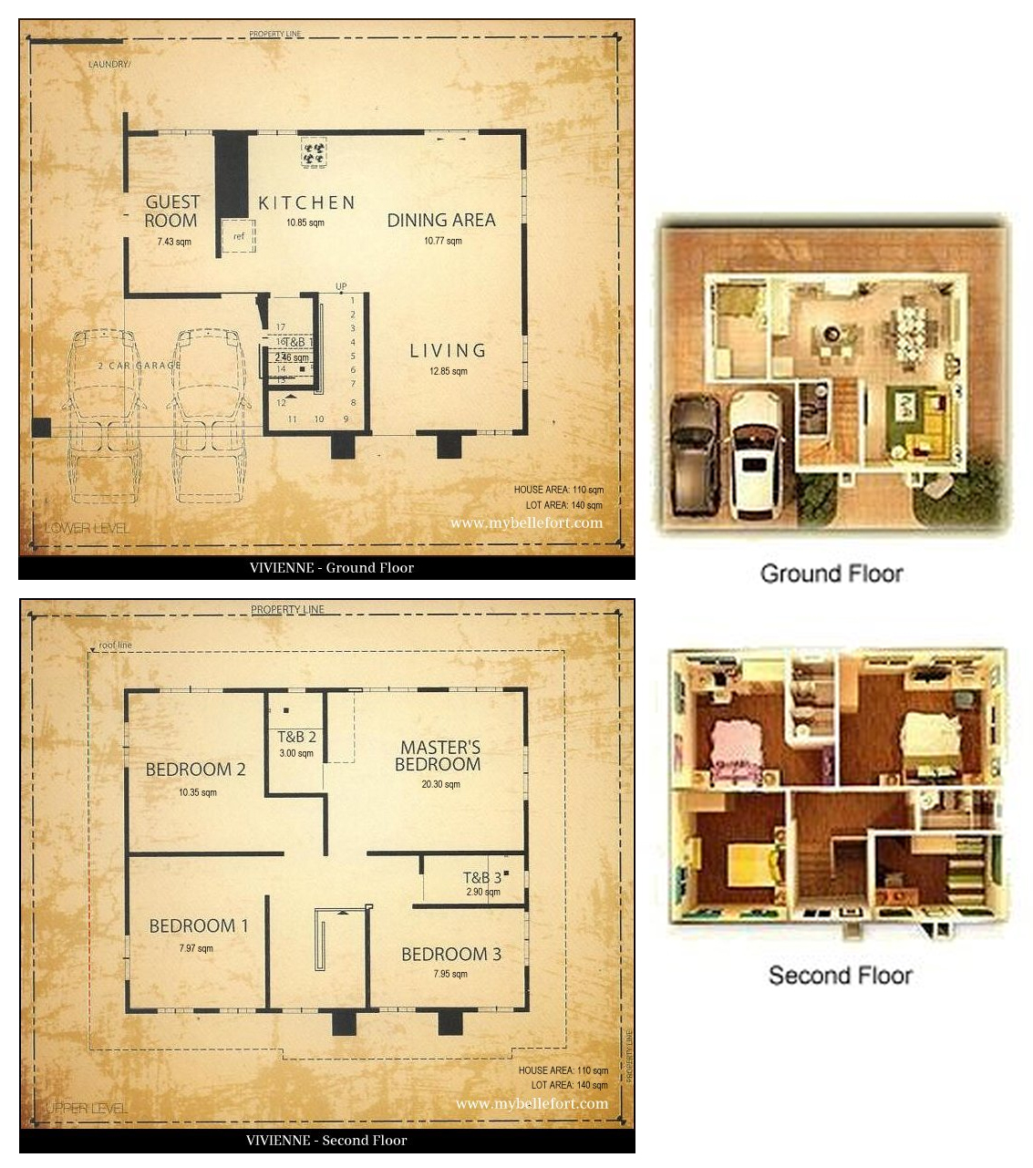 Affordable house and lot for Sale Along Daang Hari. Vivienne Floor Plan