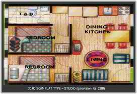 30 sq.meter-provision for 2 br