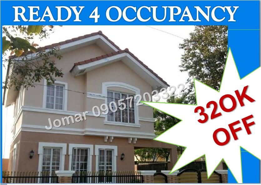READY FOR OCCUPANCY HOUSE AND LOT - corner lot  OUTRIGHT DISCOUNT NA P150,000 PLUS ANOTHER 5 % DISCOUNT P170, 190 UPON RELEASE OF YOUR LOAN GUARANTEE. PROMO ONLY!!! GRAB IT NOW!!! TOTAL OF P320, 190 DISCOUNT