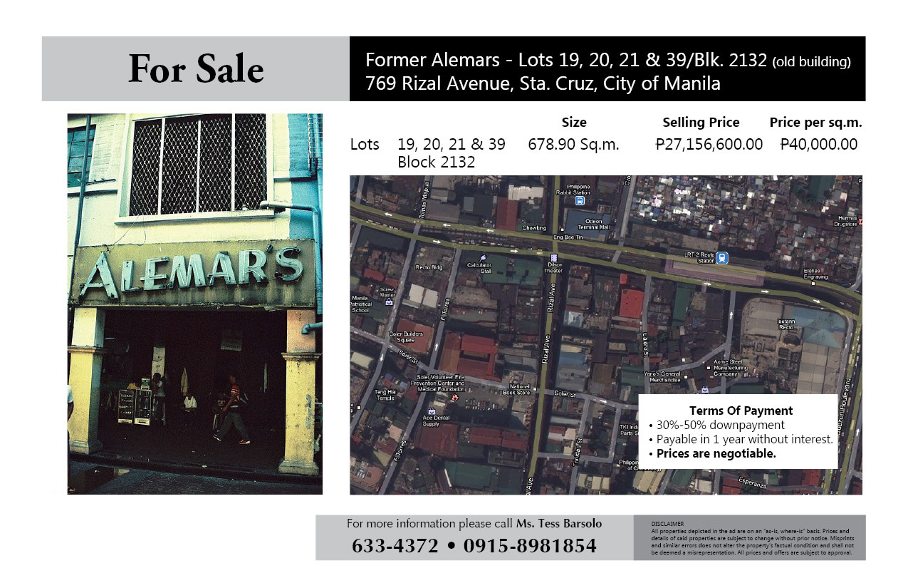 FOR SALE: Office / Commercial / Industrial Manila Metropolitan Area > Manila