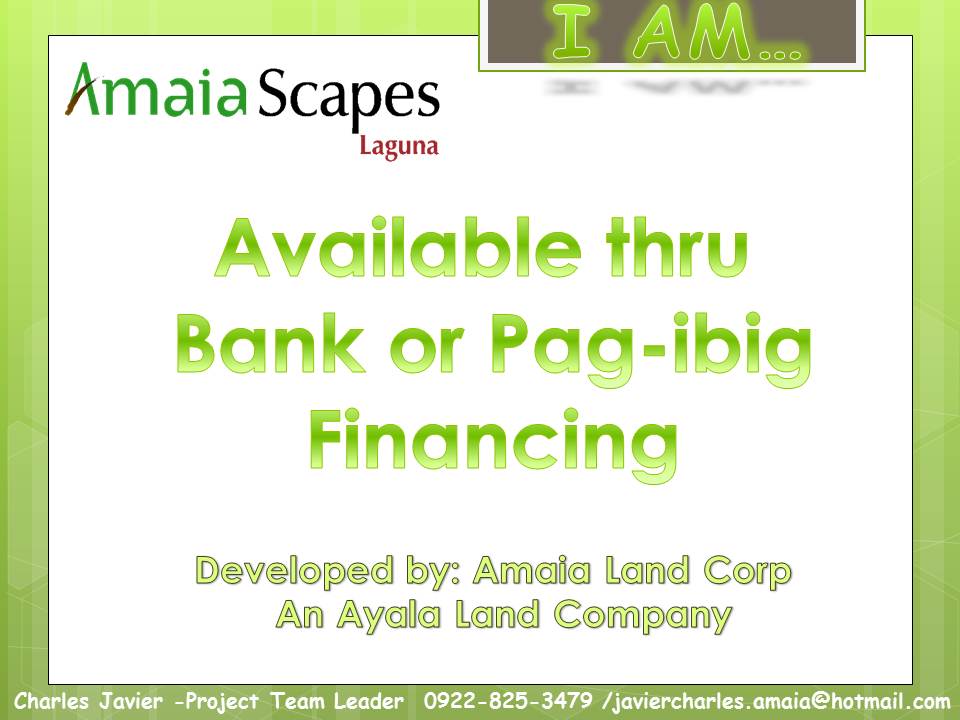 Availabe thru Bank and Pag-ibig Financing