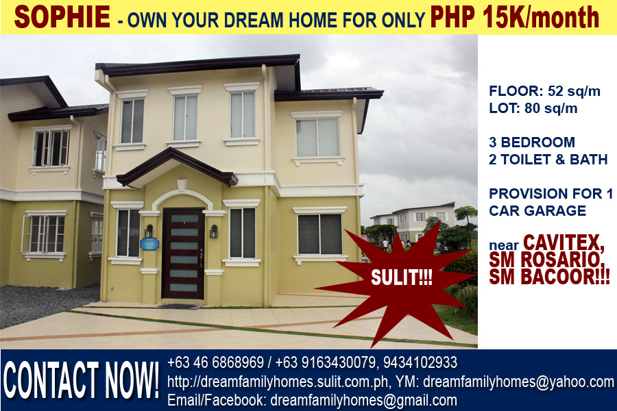 SOPHIE - Affordable House & Lot near Manila thru CAVITEX RD